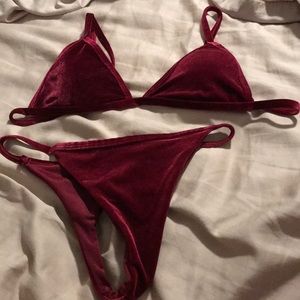 Velvet thong bikini set